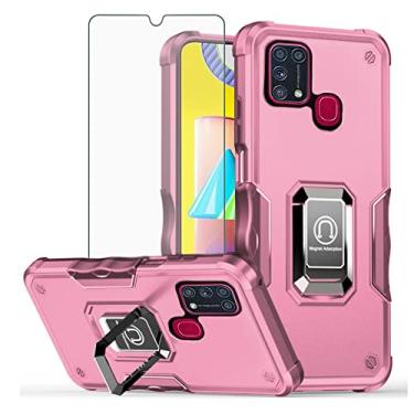 Imagem de Asuwish Capa de telefone para Samsung Galaxy M31/M21s/F41 com protetor de tela de vidro temperado e suporte de anel fino suporte rígido híbrido robusto acessórios para celular Gaxaly 31M Prime