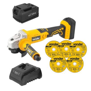 Imagem de Esmerilhadeira IEV 1808 VONDER c/ 1 bat 4.0Ah DWT+ 5 Disc
