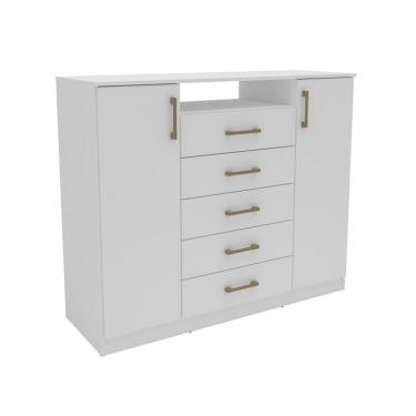 Imagem de Cômoda Quebec 2 Portas 5 Gavetas Branca