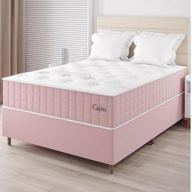Imagem de Conjunto Colchão Mola Ensacada e Base Box Casal 67x138x188cm Cairo Yescasa Rose