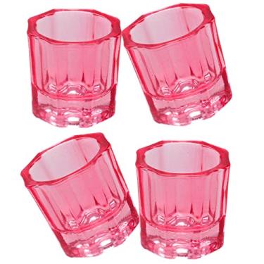 Imagem de Drehdy 4 peças de arte de unhas acrílico líquido em pó pó suporte líquido para líquidos tigela de vidro copo de cristal suprimentos para unhas