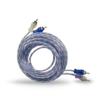 Imagem de Cabo RCA Azul/Prata Transparente 4MM 5M Svart Revestimento Em Pvc Plug