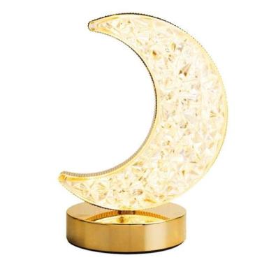 Imagem de Luminária Abajur Luxuoso Cristal 3 Tons Luzes Lua 18.5Cm - Taimes