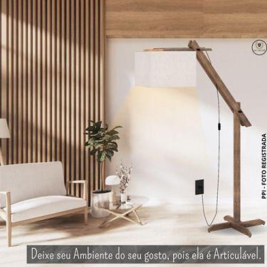 Imagem de Abajur Luminária De Chão Articulável Quarto/sala/hall Madeir - JAC DEC