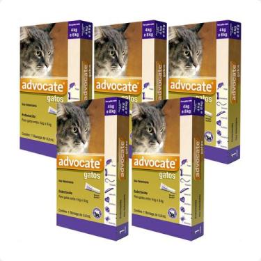 Imagem de 5 Advocate Gatos 4 Kg A 8 Kg Antipulgas Envio Imediato C/ Nf - Elanco