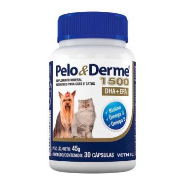Imagem de Pelo & Derme 1500 para Cães e Gatos Uso Veterinário com 30 Cápsulas - 
