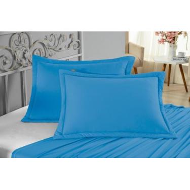 Imagem de Kit 2 Porta Travesseiros Liso Malha 100% Algodão Resistente Turquesa -