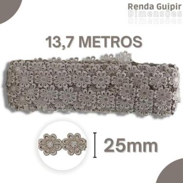 Imagem de Renda Guipír Bege Areia - 25Mm Rolo Com 13,7 Metros - Chl207 - Nybc