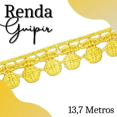 Imagem de Renda Guipír  - Rolo Com 13,7 Metros - Chl005 - Amarelo Gema - Nº: 106