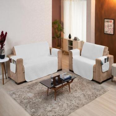 Imagem de Kit Protetor Sofá 3 e 2 Lugares Matelado Com Porta Objetos Face Única 