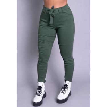 Imagem de Calça Skinny Bengaline Slim Feminina Roupa Casual - WLS Modas, Verde, 