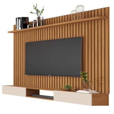 Imagem de Painel Classic Ripado com Nicho 3 Gavetas Sala Estar TV até 72 - Giga 