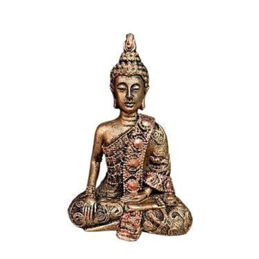 Imagem de BUDA HINDU TIBETANO MEDITANDO PQ Dourado com Bronze - Decore Casa - CM