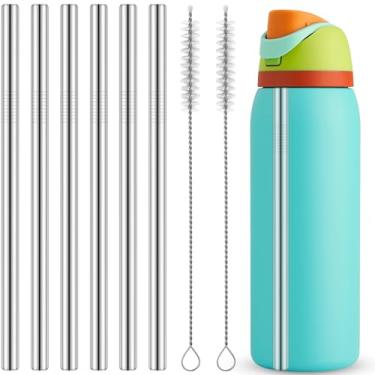 Imagem de Mity rain 8 Palhinhas de metal para Owala - Canudos de metal reutilizáveis e escova de limpeza de palha compatível com Owala FreeSip 1,134 g, canudos de aço inoxidável para substituição de palha Owala