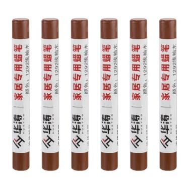 Imagem de PATIKIL Giz de cera para reparo de móveis, 6 peças de cera de madeira, gizes de cera de madeira para arranhões, piso de madeira, furos, mesas, teca clara