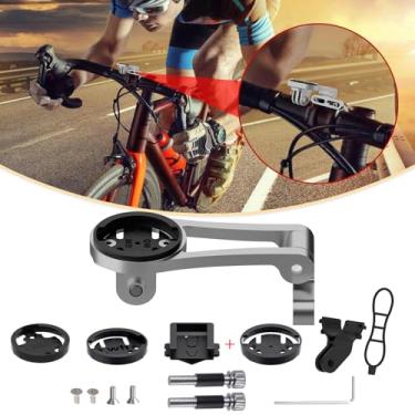 Imagem de BIKOOCO Suporte de bicicleta ajustável frontal - Suporte de bicicleta de liga de alumínio para Garmin Extended Mountain Bike Computador Road Mountain Cycling GPS Combo Acessórios de bicicleta