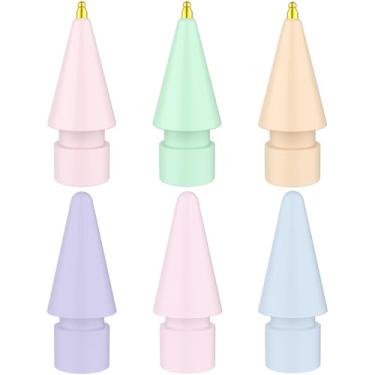 Imagem de FAFALITHIC Pacote com 6 pontas finas de substituição compatíveis com Apple Pencil 2ª geração, Apple Pencil 1ª geração e Apple Pencil USB-C pontas coloridas (original/rosa/verde/amarelo)