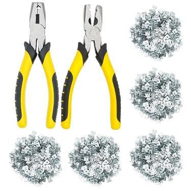 Imagem de PAMUNULA 1500 peças de clipes de fivela de gaiola de arame resistente com alicate de cerca, grampos de fixação de arame, ferramentas para galinha, coelho, pombo, animal de estimação, cão, pássaro,