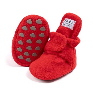 Imagem de Babelvit Botas de lã macia para bebês recém-nascidos, meninos, meninas, meias antiderrapantes para bebês primeiros andadores de inverno, Vermelho 002a, 12-18 Months Toddler