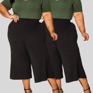 Imagem de Kit 2 Calças Pantacourt Plus Size - Mayara Manzano, Preto, Preto, G2