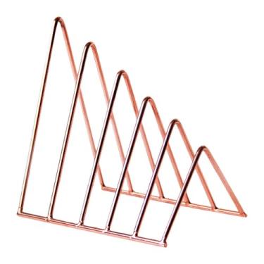 Imagem de UxicRuya Classificador de Pasta de Arquivo, Organizador de Livros, Suporte de Livros, Estante, Estante Triangular de Mesa para Guardar Livros Pesados E, Rosa Dourada, Tamanho real