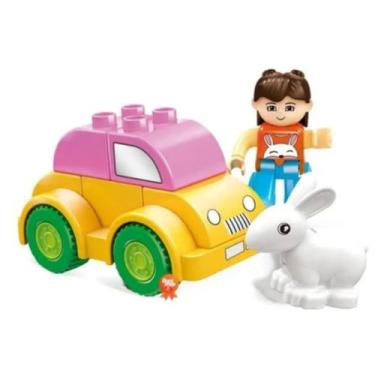 Imagem de Coelho Car Blocos de Montar 10 peças Polibrinq