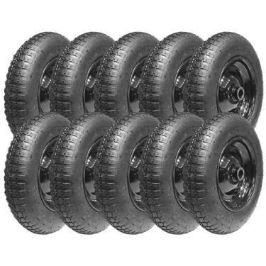 Imagem de Kit 10 Pneus Carrinho De Mão Carriola Industrial 325-8 + Camaras + Rod