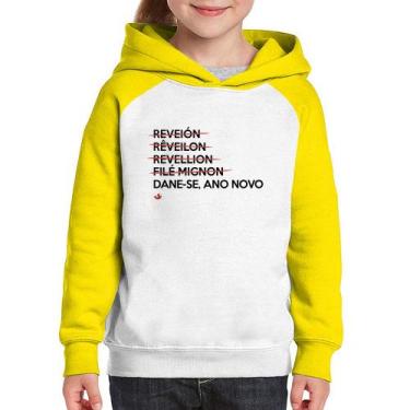 Imagem de Moletom Infantil Dane-se, ano novo - Foca na Moda, Branco, Amarelo, 6