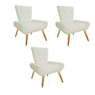 Imagem de Kit 03 Poltrona Cadeira Decorativa Nani Sala de Estar Recepção Consult