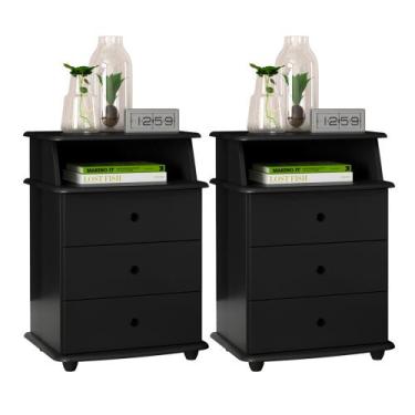 Imagem de Kit Mesa de Cabeceira Escrivaninha Decorativa Luxo Gavetas e Nicho EJ 