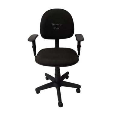 Imagem de Cadeira executiva giratoria com braço de regulagem de altura  e pistão a gás  com base de ferro tecido preto