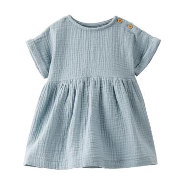 Imagem de little planet by carter's Vestido para bebês meninas feito com algodão orgânico, Azul claro, 3 Meses
