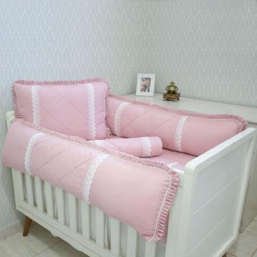 Imagem de Kit de Berço Coleção Requinte 08 Peças Padrão Americano / 100% Algodão