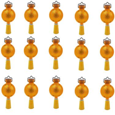 Imagem de Sinalizador Viario Solar Kit 15 Uni Cone Sinalizaçao Iluminaçao Estrada Rodovia Luz Pista