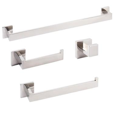 Imagem de Kit Acessórios Para Banheiro Aço Inox Cromado 4 Peças - Fino Inox