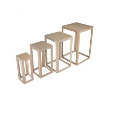 Imagem de Jogo 4 Mesa Cubo Vazado Festa Decoração Mdf Madeira - ATACADÃO DO ARTE