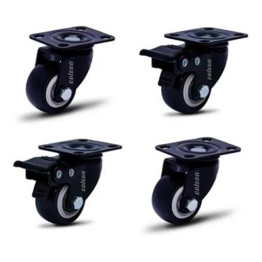 Imagem de Rodizio black para carrinhos e móveis roda laranja com freio e sem kit