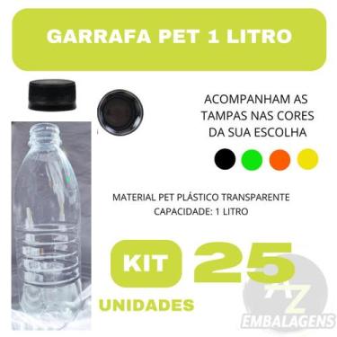 Imagem de Kit com 25 Garrafas PET Transparente Cristal com Tampa e Lacre. Escolh