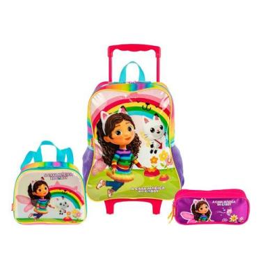 Imagem de Kit Mochila De Rodinha Estojo Lancheira Gabby Fadas Sestini