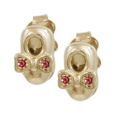 Imagem de Brinco Prata c/ Ouro 18K Sapatinho Kids Zircônia Vermelha - Convex