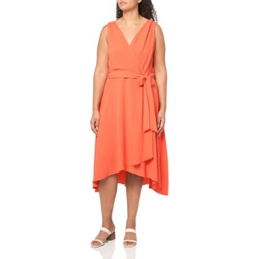 Imagem de DKNY Vestido feminino justo e flare manga nó, Tigerlírio, 25 Plus Size