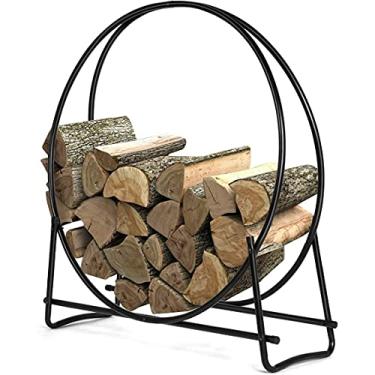 Imagem de Squareful Rack para lenha, aro tubular de aço sólido, suporte de armazenamento de madeira para lareira, suporte de armazenamento de lenha redondo resistente, uso interno e externo (101,6 cm)