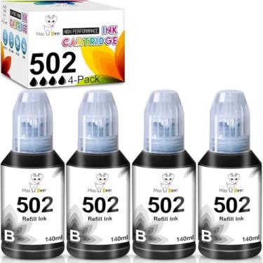 Imagem de Miss Deer Garrafas de refil de tinta preta compatíveis 502 T502 funcionam com ET-2760 ET-4760 ET-2750 ET-3760 ET-2850 ET-15000 ST-4000 ST-2000 ET-3710 ET-3850 ET-3750 ET-485 Impressora 0 ET-3830