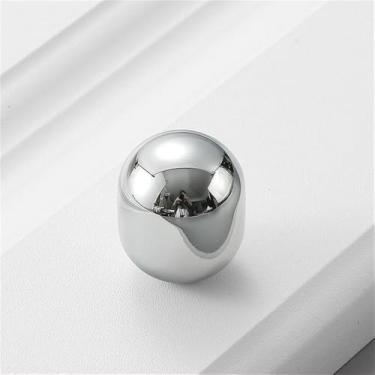 Imagem de Puxador redondo de cobre puro com furo único, puxador americano moderno simples de latão dourado para porta de armário de guarda-roupa, puxador vintage, prata brilhante, L, CHINA