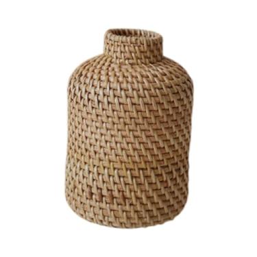 Imagem de XLWLLNJ Vaso de plantas trançado, vaso de flores de vime, decorações, ornamentos para lareira, entrada, Style B