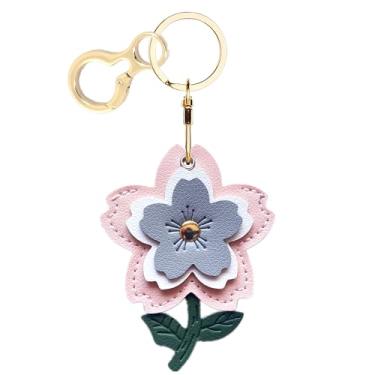 Imagem de Capa de couro compatível com AirTag, linda capa protetora para Apple Air Tag com anel de chaveiro, antiarranhões, rastreador GPS para chaves, bolsa, animais de estimação (flor C)