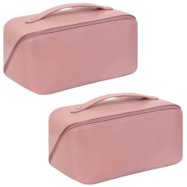 Imagem de Kit Necessaire Feminina Grande Maquiagem Divisórias Rosa 2pç