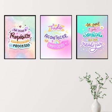Imagem de Quadros Salão Beleza Diva Motivação Frases 3 Peças 20x28cm - CAMALEÃO 