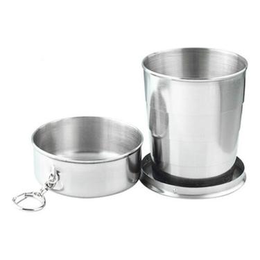 Imagem de Chaveiros Copos Retrátil Em Aço Inox 150ml Viagem - Genérica, Prata