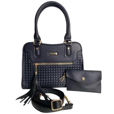 Imagem de Bolsa Feminina Média Preta TRansversal Ombro Couro Social!!! - Outra, 